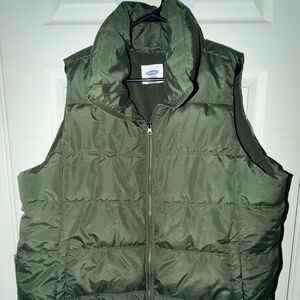 Women's Old Navy Frost Free Fleece lines Full Zip Puff Vest, Green, XXL
